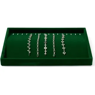 Oirlv Jahrgang Grün Samt Schmucktablett Schmuck Organizerblett Aufbewahrungstablett für Lange Kette Armband Große Halskette