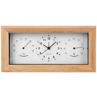 Karlsson Wecker , Schwarz, Buchefarben , Holz , massiv , 13x13x26 cm , Thermo-Hygrometer , Dekoration, Uhren, Wecker
