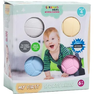 GERARDO'S Toys Babys First Sportball Spielzeug, aus ungiftigen Zutaten, Spaß für die ganze Familie drinnen und draußen, enthält 4 Sportbälle