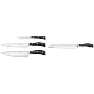 WÜSTHOF Classic Ikon Messersatz mit 3 Messern & Classic Ikon Brotmesser 23 cm