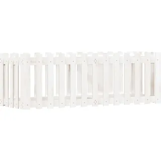 vidaXL Hochbeet Lattenzaun-Design Weiß 150x50x50 cm Massivholz Kiefer - Weiß