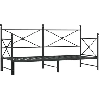 vidaXL Tagesbett Ausziehbar ohne Matratze Schwarz 75x190 cm Stahl - Schwarz