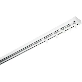 GARDINIA Aluminium-Vorhangschienen-Set Lara 2-läufig, weiß 140 - 225 cm