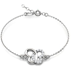 butterfly Mädchen Armkette Silber 925 Schmetterling Klar Längen-verstellbar Geschenkverpackung Firmung Geschenk