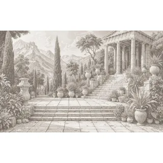 KOMAR Vliestapete Trompe l'oeil 400 x 250 cm", Motiv bedruckt glatt, beige,