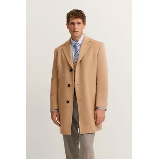 Kurzmantel BUGATTI "Kaschmir", Herren, Gr. 58, beige (70, beige), 100% Kaschmir, unifarben, normal, normaler Saum, Mäntel Kurzmantel, im Modern Fit mit Knopfleiste