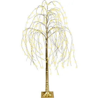 BELIANI Outdoor Weihnachtsbaum Gold mit LED Lichtern Zweige 180 cm für Garten Außenbereich Indoor Weihnachtsdekoration - Gold