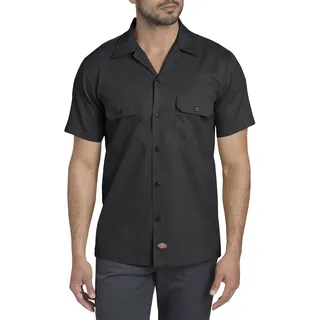 Dickies Herren Short-Sleeve Flex Work Shirt Slim Fit Hemd mit Button-Down-Kragen, Schwarz V1, XL