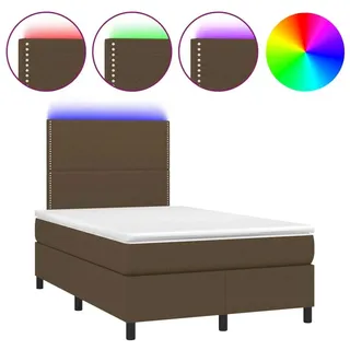 vidaXL Boxspringbett mit Matratze & LED Dunkelbraun 120x200 cm Stoff - Braun