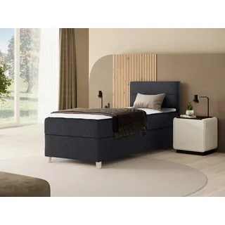 beautysofa Stivoll Boxspringbett DONNA MINI - Bett mit Federkernmatratze Bett 90x200cm mit Topper Einzelbett - Schwarz (soro 100) - Schwarz