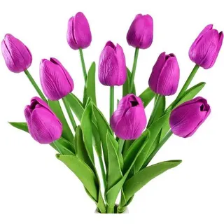 Ibenzoa® Realistische Kunsttulpen – 10 Stück, lila, Real Touch PolyurethanLatex, 33 cm Höhe, 7 cm Blütenkopf – Vase-, Hochzeits- & Event-Deko - Lila