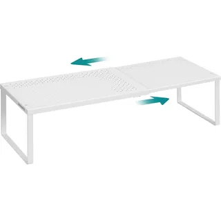 SONGMICS Gewürzregal, ausziehbar, Küchen-Organizer, Küchenregal, Schrank-Organizer, Gewürzhalter, Küche, kleines Regal, Metall, Arbeitsplatte, Tisch-Organizer, Schuhregal, mattweiß KCS007W01