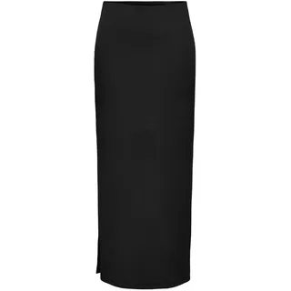 ONLY Damen Onlsally Hw Rib Maxi Slit Skirt PNT Rock, Black, 44