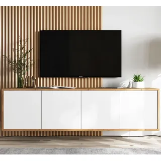 meble lindner Apollo 2 TV-Lowboard 150x39x35 cm Weiß Matt Holzwerkstoff