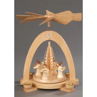Albin Preissler Weihnachtspyramide »4 Engel mit Spanbaum, Handwerkskunst aus dem Erzgebirge« Weihnachtsdeko aus Holz, beige