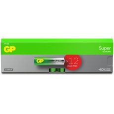 Batterien AA - 12er Set | GP Super | AA Alkaline Batterien 1,5V / LR06 - Lange Lebensdauer