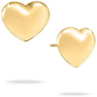 Echtzeit Ohrstecker Puffy Heart - 1,1 cm, gold - kleine Ohrringe aus Edelstahl in Herzform - 14 Karat Vergoldung - wasserfester & hautfreundlicher Schmuck für Damen