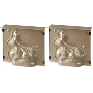 Dr. Oetker Backform Hase zu Ostern – 600 ml Füllvolumen – 3D Kuchenform in Gold mit Antihaftbeschichtung und Osterhase als Motiv zum backen – Leckere Deko in Osterhasenform (Packung mit 2)