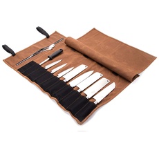 QEES Chef Messer Rolle Tasche 16 Oz gewachste Canvas wasserdichte Reißverschluss Werkzeugtasche 15 Slots Küchengeräte Kleine Messer Display Aufbewahrungstasche Geschenk Dad Ehemann