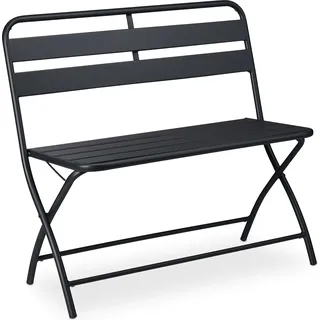 relaxdays Gartenbank klappbar 2-Sitzer - Schwarz