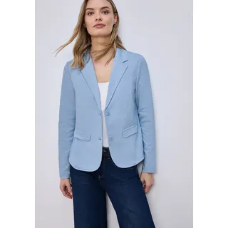 Jackenblazer STREET ONE, Damen, Gr. 38, original blau, Piqué, Obermaterial: 71% Polyester, 26% Viskose, 3% Elasthan, unifarben, tailliert hüftbedeckend, tiefer V-Ausschnitt, Blazer Jackenblazer, mit Piqué-Struktur, Topseller