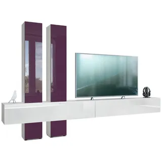 Vladon Wohnwand Brombeere, Holzwerkstoff, 330x204x39 cm, Wohnzimmer, Wohnwände,