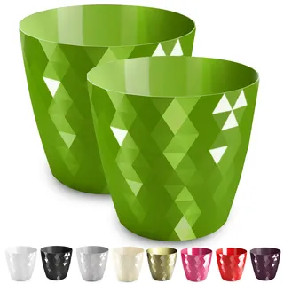 PECZEKO glänzender Blumentöpfe, Kunststoff-Pflanzentöpfe, dekorativer Blumentopf für große und kleine Blumen, 2er-Set Blumentöpf, Pflanztopf, Kräutertopf, (2 Pack) Grün, ø 16 cm