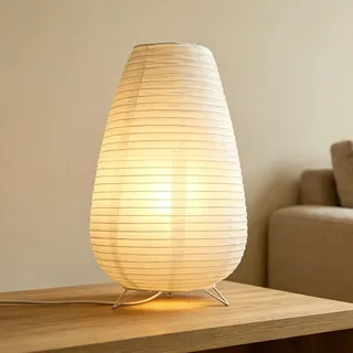 Reispapier Lampenschirm, Papier Tischlampe Weiß, Elegante Tischleuchte Lampenschirm, Nachttischlampe Stehlampe mit Schalten, Glühbirne, E14 Fassung, Ovale Chinesische Papierlaterne Für Schlafzimmer