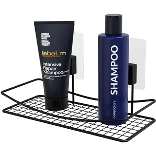 Compactor - Duschablage ohne Bohren, Badezimmeregal selbstklebend, Schwarz, 25 x 11,5 x 15 cm, BESTLOCK Magic