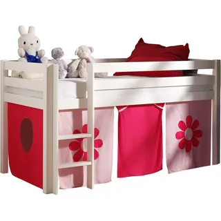 Vipack Hochbett Pino 90 x 200 cm Kiefer massiv weiß pink