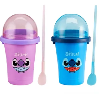 Bandai Namco Entertainment Bandai - Chillfactor – Disney Stitch oder Angel – Slush Becher mit Strohhalm – zufällige Modellauswahl, einzeln verkauft – Herstellung von hausgemachtem Eis – Werkstatt für kreative Küche für Kinder