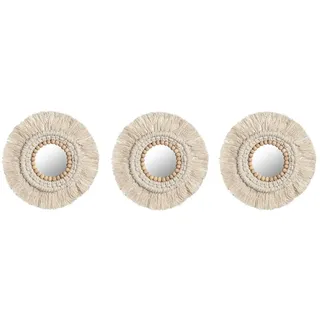 Home ESPRIT Spiegel-Set, Weiß, Glas, Boho, 20 x 1 x 20 cm (3 Stück)