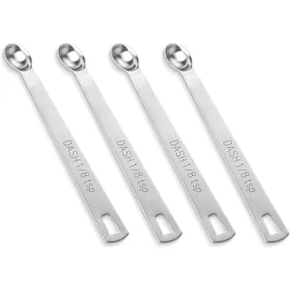 4 Stück einzelner Messlöffel, kleiner Messlöffel aus Edelstahl, Mini-Messlöffel(1/8 Teaspoon)