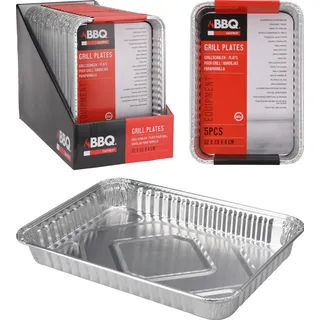Aluminium tiefe Grillschalen 32x23x4cm 5St. - Silber