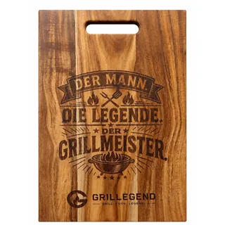 GRILLEGEND Grillbrett aus Akazienholz mit Gravur – Geschenke für Männer & Grillmeister – Perfekt für BBQ & Steak – Geburtstagsgeschenk für Männer & Papa – Grillzubehör für Grillfans
