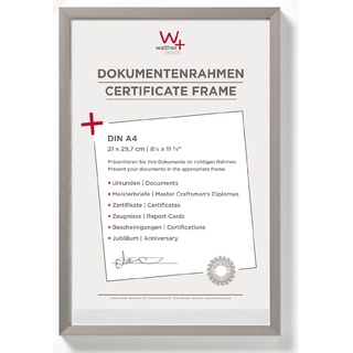 walther design Bilderrahmen stahl 21 x 29,7 cm (DIN A4) Aluminium Dokumentenrahmen Chair Alurahmen AJ130D