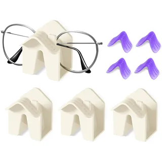 xiruiubao Brillenhalter Wand,4 Stück Brillenständer Design im Hausdesign, PVC-Sonnenbrillenständer,Sonnenbrillen Halter knn an der Wand Aufgehängt Oder Auf Dem Tisch Aufgestellt Werden, Beige