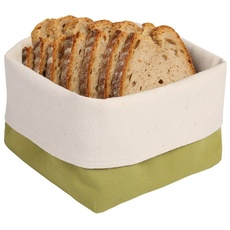 Brotkörbchen aus Baumwolle, zweiseitig, quadratisch 12.5 x 12.5, anpassbar 8-13 cm hoch, Modell Olive