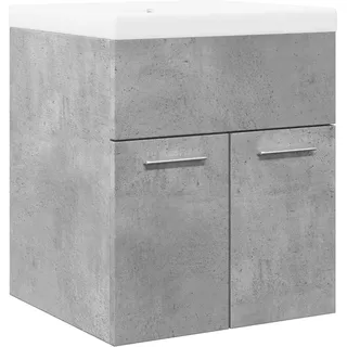 vidaXL 2-tlg. Badmöbel-Set Betongrau Holzwerkstoff - Weiß