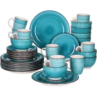 Lavish Tafelservices – 8 Personen – 32er Set – Blauer Keramik – Kleine Teller - Blau
