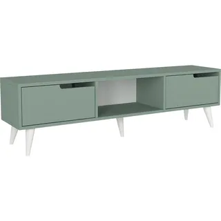 [en.casa] Fernsehschrank Kullila 160x35x40 cm Grün/Weiß