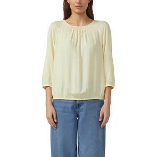 Schlupfbluse S.OLIVER, Damen, Gr. 36, butter gelb, Web, Obermaterial: 100% Viskose, unifarben, lässig geschnitten hüftbedeckend, Rundhals, elastischer Bund, Blusen Schlupfbluse, mit elstsichem Bund und aus reiner Viskose