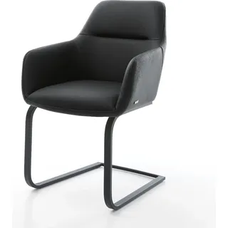 DELIFE Freischwinger Pejo-Flex Echt-Leder Schwarz Freischwinger flach Schwarz Taschenfederkern - Schwarz