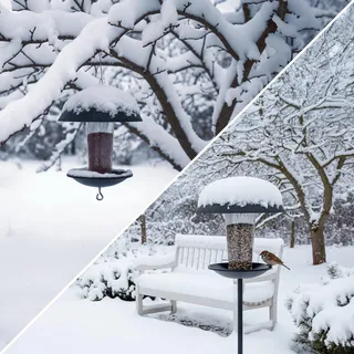 BOLD Vogelhaus mit Ständer wetterfest/Vogelhaus zum Aufhängen (Robustes Vogelfutterhaus zum Hinstellen oder Aufhängen, Bird Feeder Futterstation für Wildvögel) 1,40m Höhe