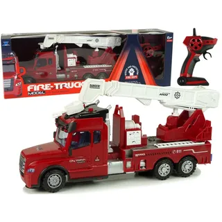 Lean Toys Ferngesteuert Feuerwehrauto Lichter Geräusche RC Auto Spielzeug LED, Größe:UNIVERSAL - Rot