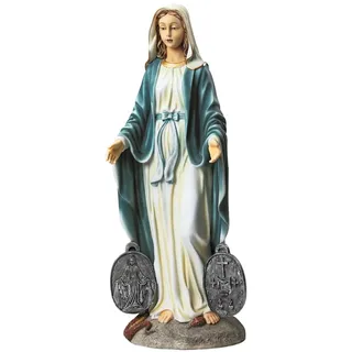 Design Toscano undertätige Medaille mit der Heiligen Madonna Gartenstatue, 20,5 x 24 x 58,5 cm