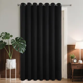 Joydeco Verdunklungsvorhänge 1 Stück,Türvorhang Blickdichte Türgardine,Tür Vorhang mit Ösen Thermo Kälteschutz Hitzeschutz Schallschutz für Schlafzimmer Wohnzimmer(Schwarz,1xH195xB150)