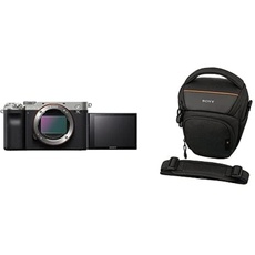 Sony Alpha 7C Spiegellose Vollformat-Digitalkamera (24,2 MP, 7,5cm (3 Zoll) Touch-Display, Echtzeit-AF) Body - Silber/Schwarz + Tasche