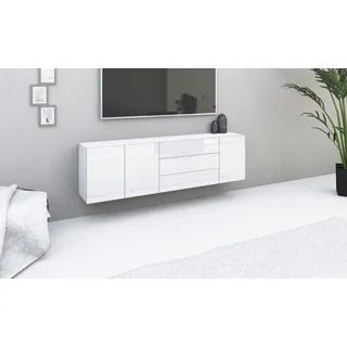 borchardt Möbel Sideboard "Sophia, Hängeschrank mit 3 Türen, 3 Schubkästen, Breite 190 cm" Breite 190 cm, zur Wandmontage, weiß matt, weiß hochglanz