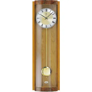AMS 5087/9 Wanduhr Funk Funkwanduhr mit Pendel Holz kirschbaum farben Pendeluhr - Schwarz